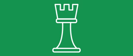 Icon Klimapolitik Weißes Piktogramm auf grünem Hintergrund: Schachfigur