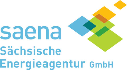 SAENA – Sächsische Energieagentur: Logo mit blauem Schriftzug